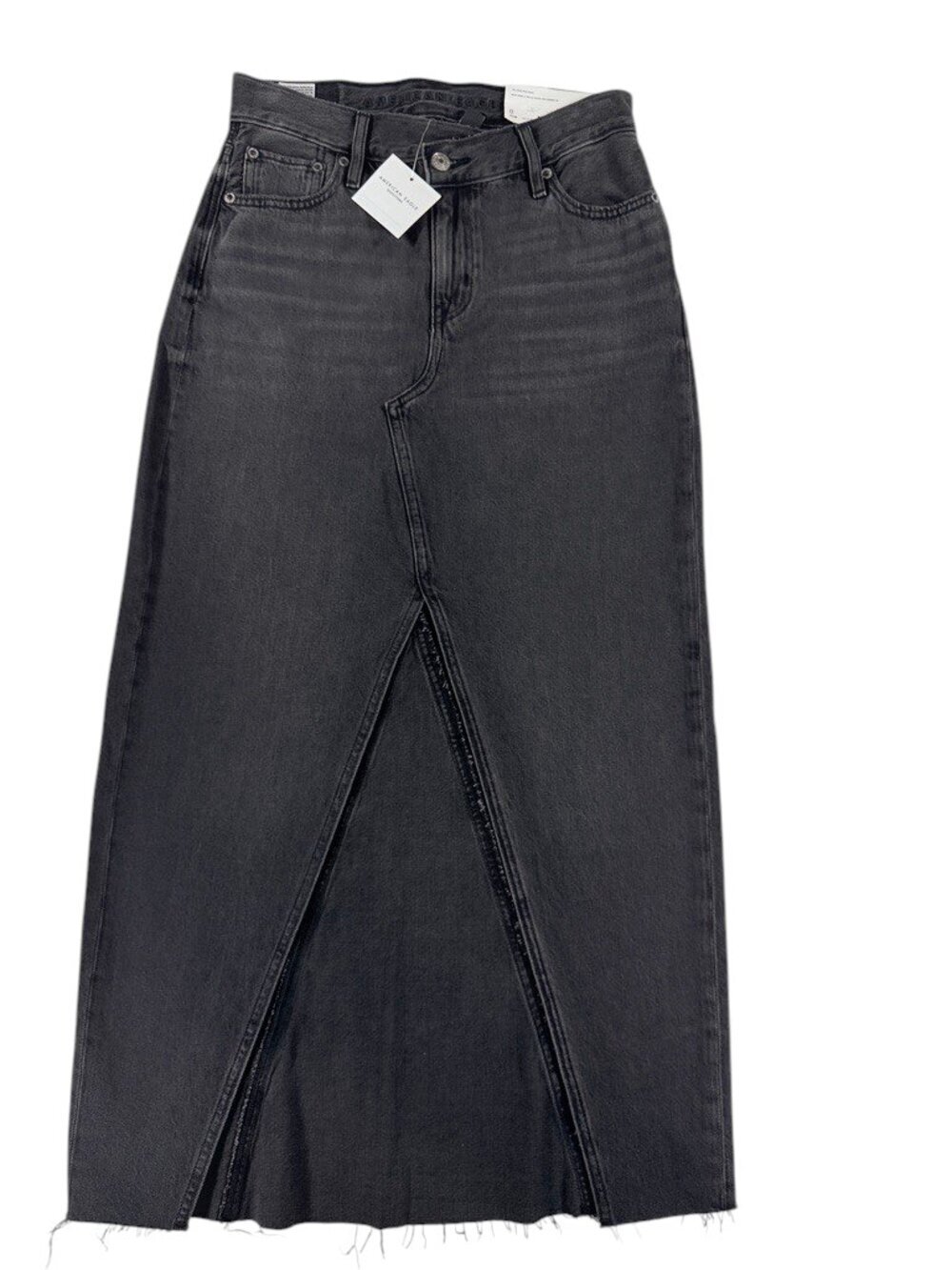 Women's American Eagle Black Maxi Denim Skirt Size 0 25W NWT